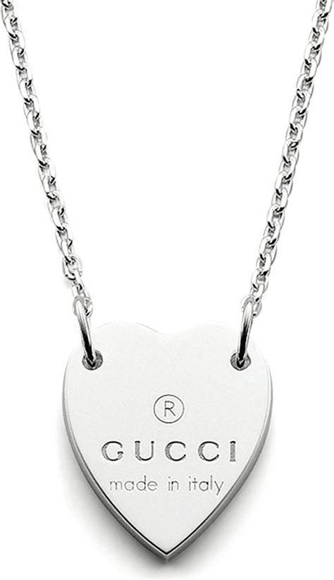 gucci trademark sterling silver heart necklace|Gucci heart necklace silver.